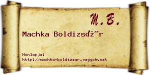 Machka Boldizsár névjegykártya